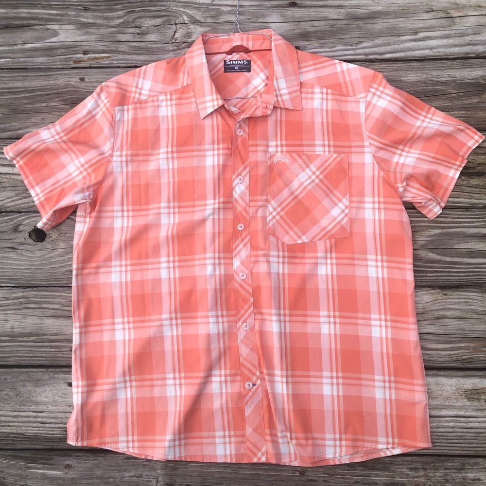 Simms Fishing Outpost SS Shirt UPF XLarge Sunrise Plaid - Preowned